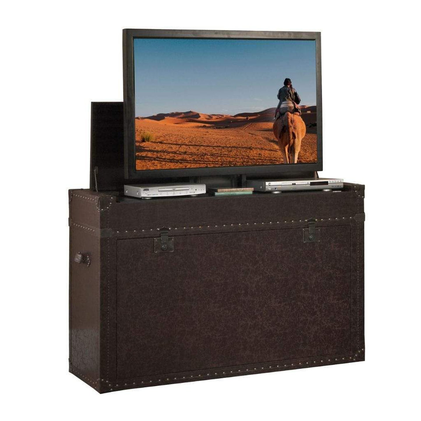 Touchstone Ellis Trunk Leather Smart TV Lift Cabinet for 50" Flat Screen TVs With Whisper Lift II Pro w/Swivel