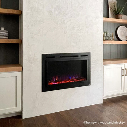 Touchstone Forte Steel 40" Matte Black Recessed Electric Fireplace With Non Reflective Mesh Screen