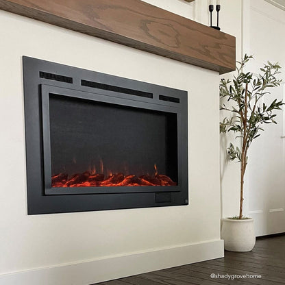 Touchstone Forte Steel 40" Matte Black Recessed Electric Fireplace With Non Reflective Mesh Screen