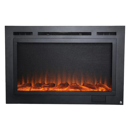 Touchstone Forte Steel 40" Matte Black Recessed Electric Fireplace With Non Reflective Mesh Screen