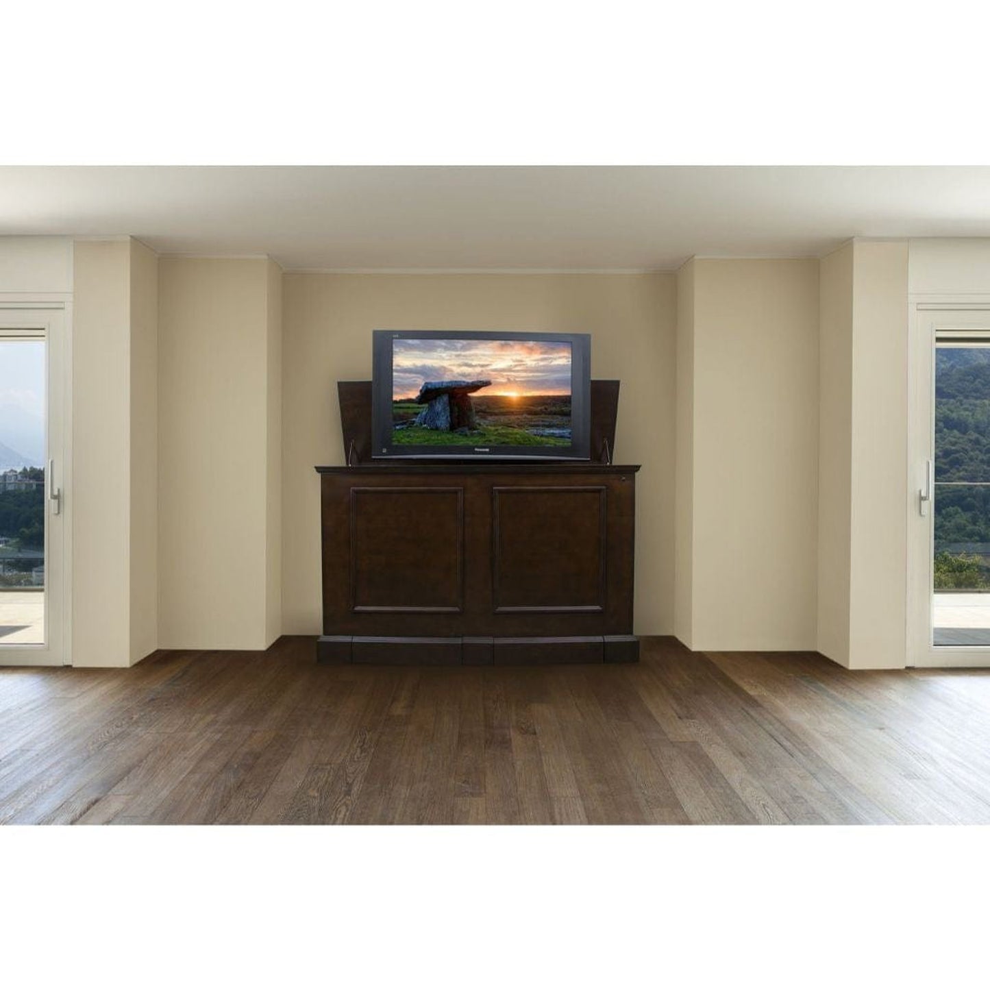 Touchstone Grand Elevate Espresso Smart TV Lift Cabinet for 65" Flat Screen TVs With Whisper Lift II Pro w/Swivel