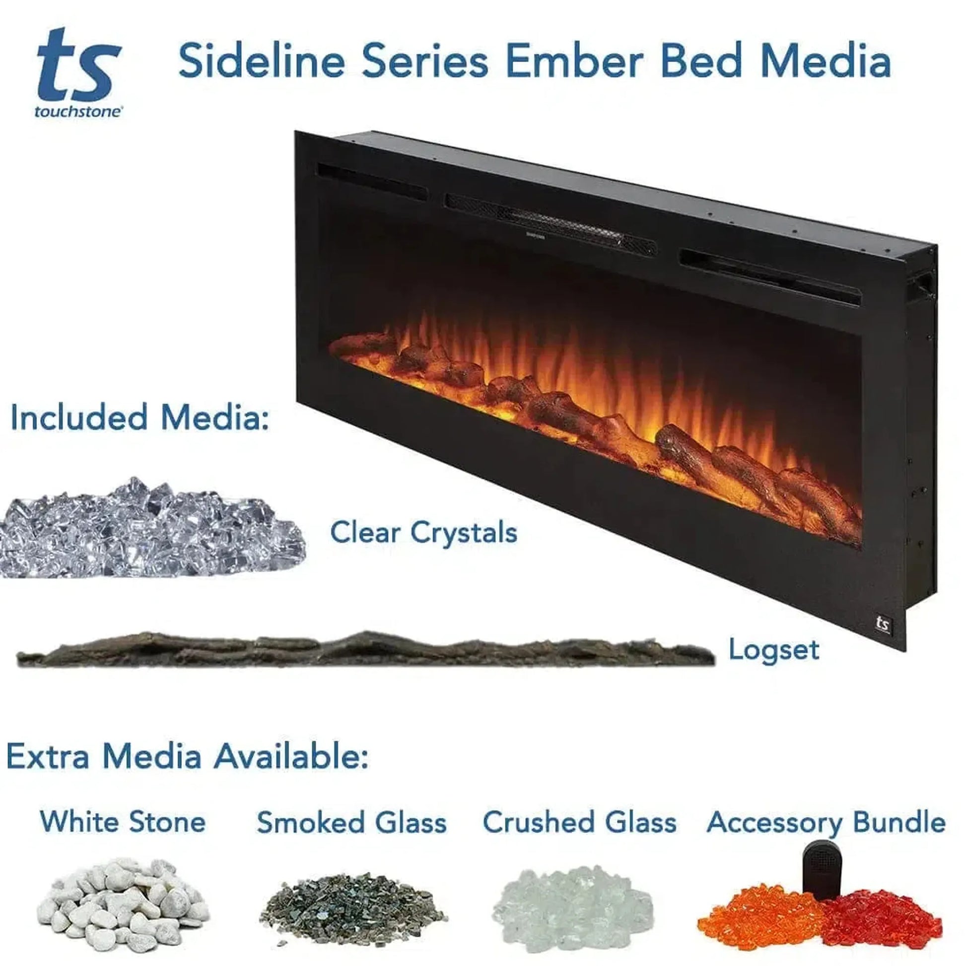 Touchstone Sideline 36" Vent-Free Recessed Smart Electric Fireplace