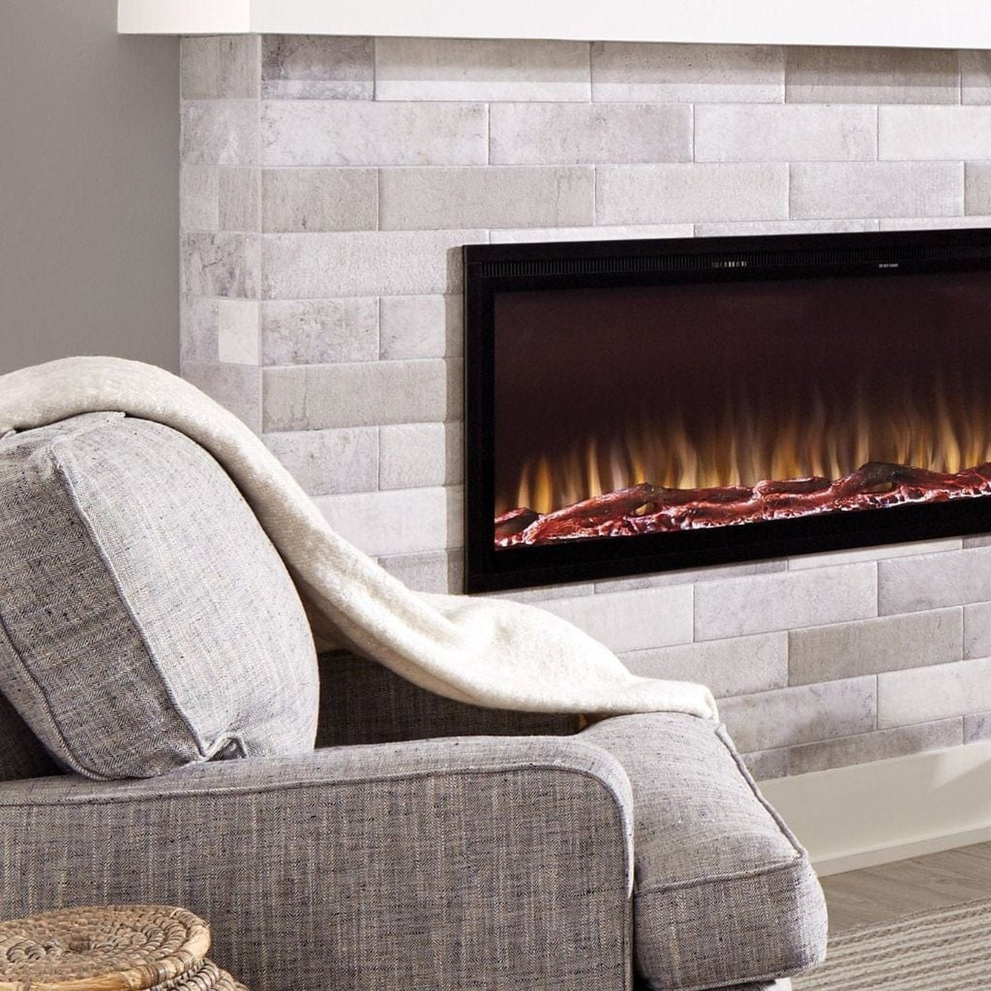 Cheerway 42 Inch Electric Fireplace - Wall Mounted & Recessed Insert With Heater, Remote