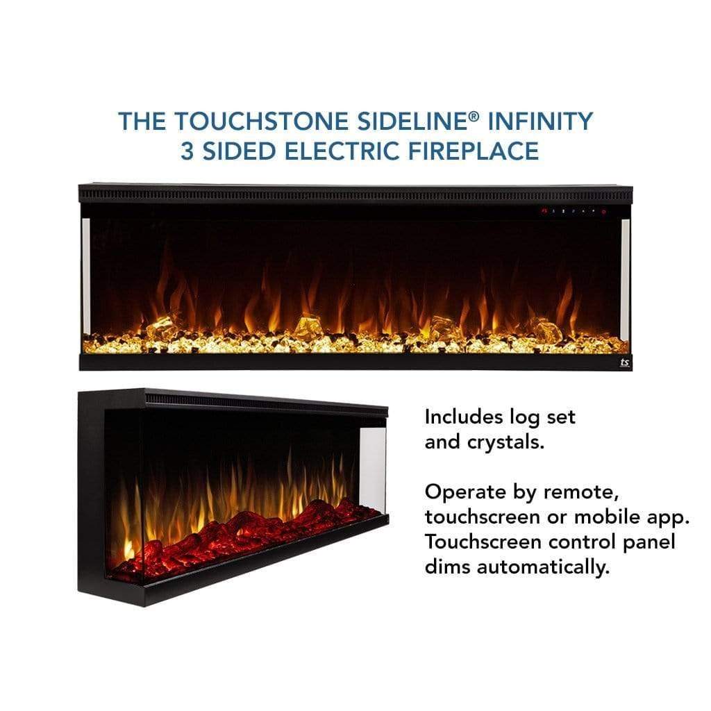 Touchstone Sideline Infinity 3-Sided 50" WiFi Enabled Recessed Electric Fireplace (Alexa/Google Compatible)