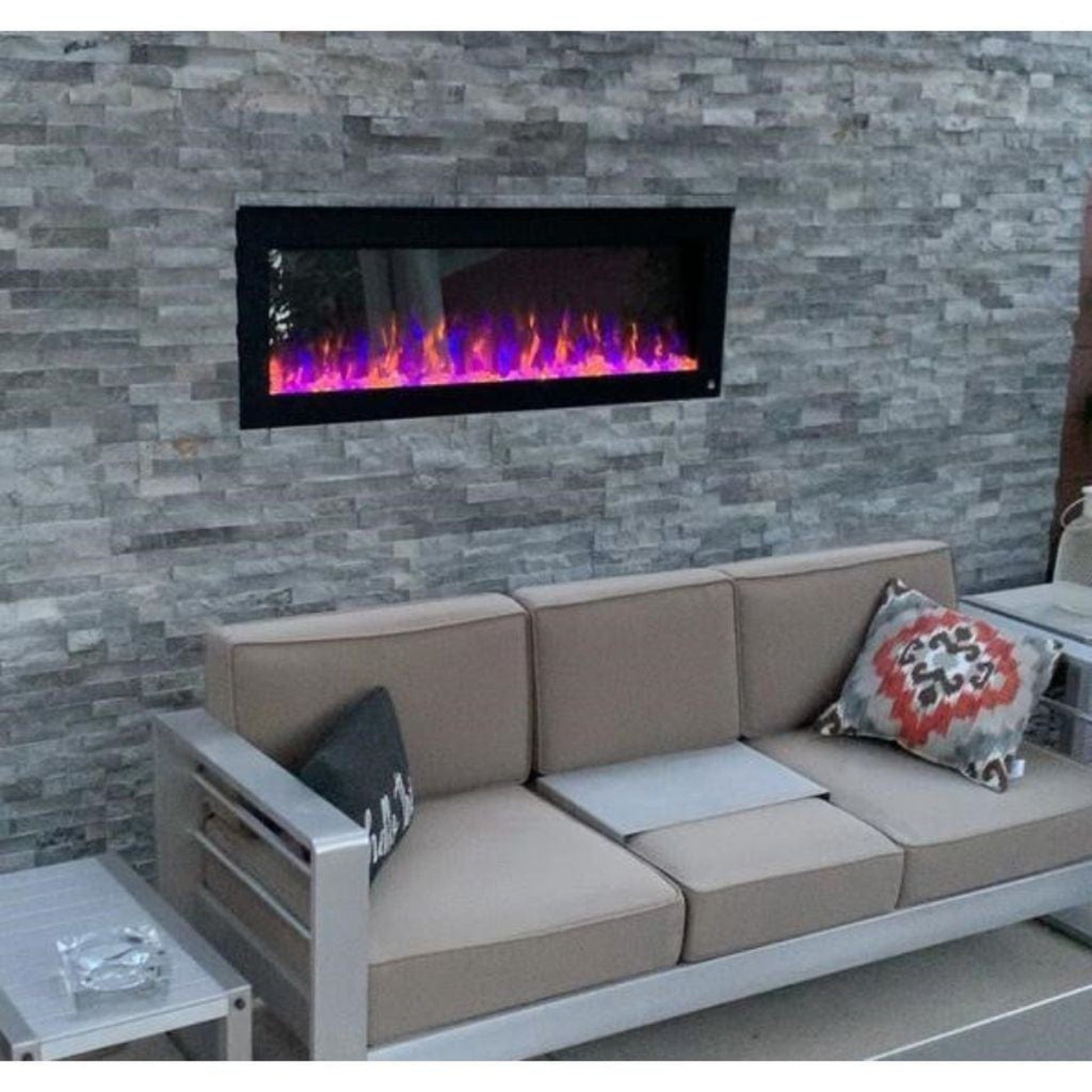 Touchstone Sideline 50" Outdoor Recessed/Wall Mounted Electric Fireplace (No Heat)