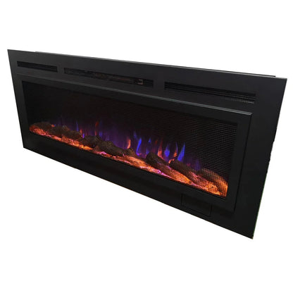 Touchstone Sideline Steel 50" Matte Black Recessed Electric Fireplace With Non Reflective Mesh Screen