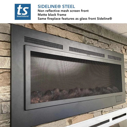 Touchstone Sideline Steel 60" Recessed Electric Fireplace with Non Reflective Mesh Screen