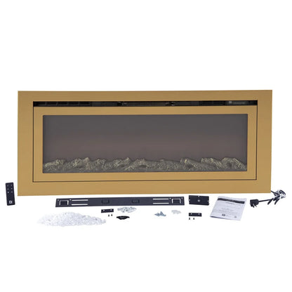 Touchstone Sideline Deluxe 72" Gold Recessed Smart Electric Fireplace