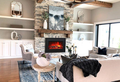 Sierra Flame by Amantii Insert Series 34" Electric Fireplace Insert With Black Steel Surround