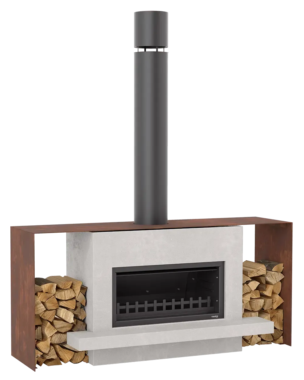 Trendz Outdoors 500mm Corten Steel Wood Boxes for Mini Burton Fireplace