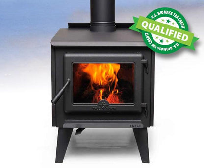 True North TN25C 22" Metallic Black Vented Wood Burning Stove With Legs, EPA2020 Certified