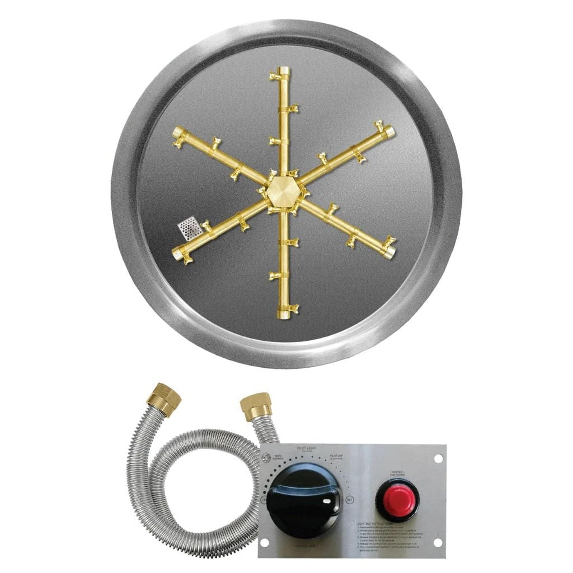 TrueFlame 19" Pro Series Round Drop-In Pan Natural Gas Fire Pit Burner Kit With TPSI Ignition System