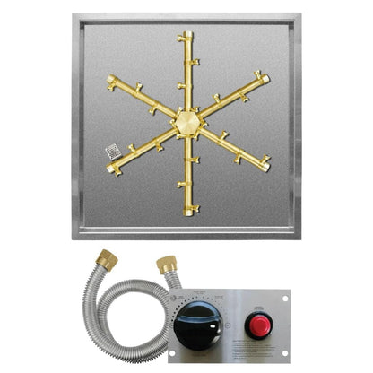 TrueFlame 20" Pro Series Square Drop-In Pan Natural Gas Fire Pit Burner Kit With TPSI Ignition System