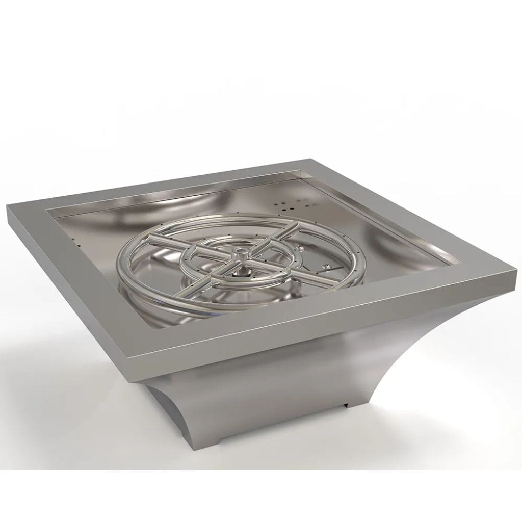 Natural Gas / Stainless Steel TrueFlame 24" Lume Series Square High Rise Gas Fire Bowl