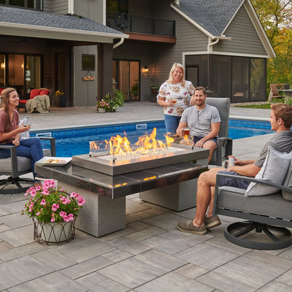 The Outdoor GreatRoom Company 64" Uptown Linear Gas Fire Pit Table