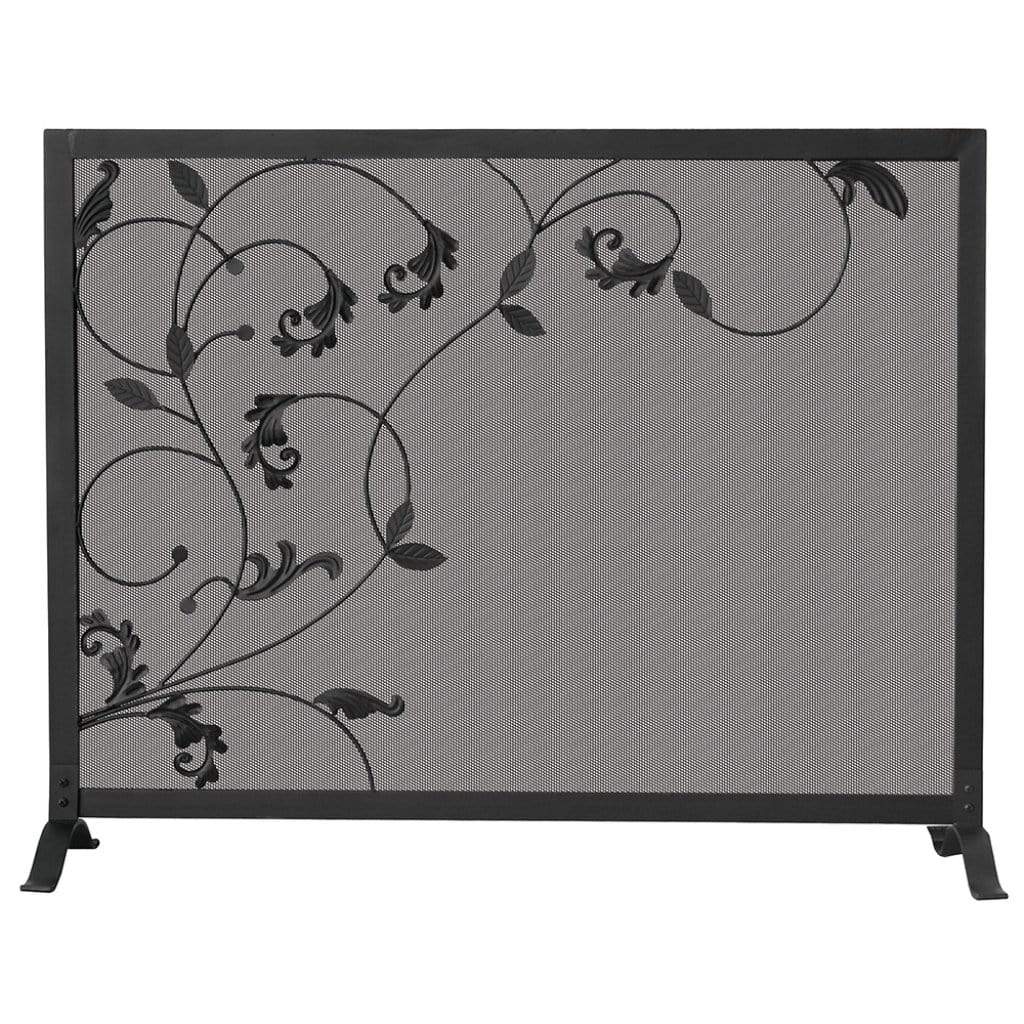 UniFlame 39" S-1043 Single Panel Black Screen w/ Flowing Leaf Design