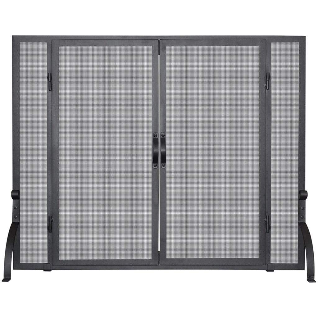 Uniflame 39" S-1044 Small Single Panel Black Wrought Iron Screen w/ Doors