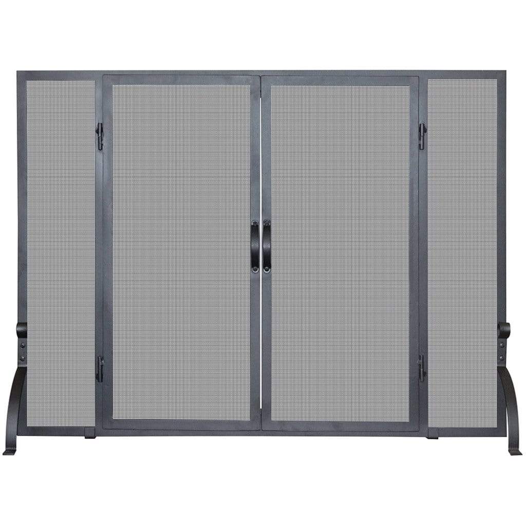 UniFlame 44" S-1046 Large Single Panel Black Wrought Iron Screen w/ Doors
