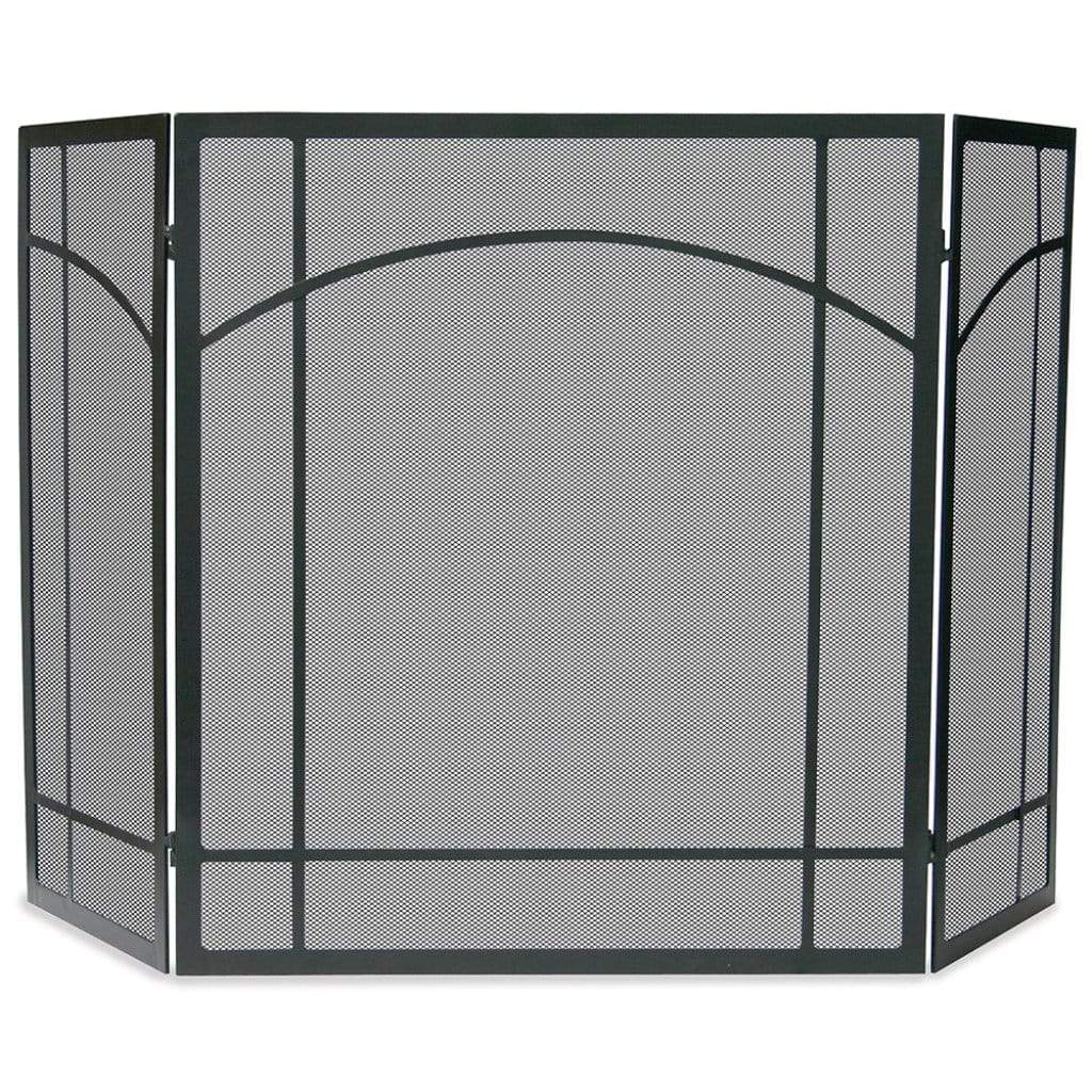 UniFlame 55" S-1023 3 Fold Black Wrought Iron Mission Screen