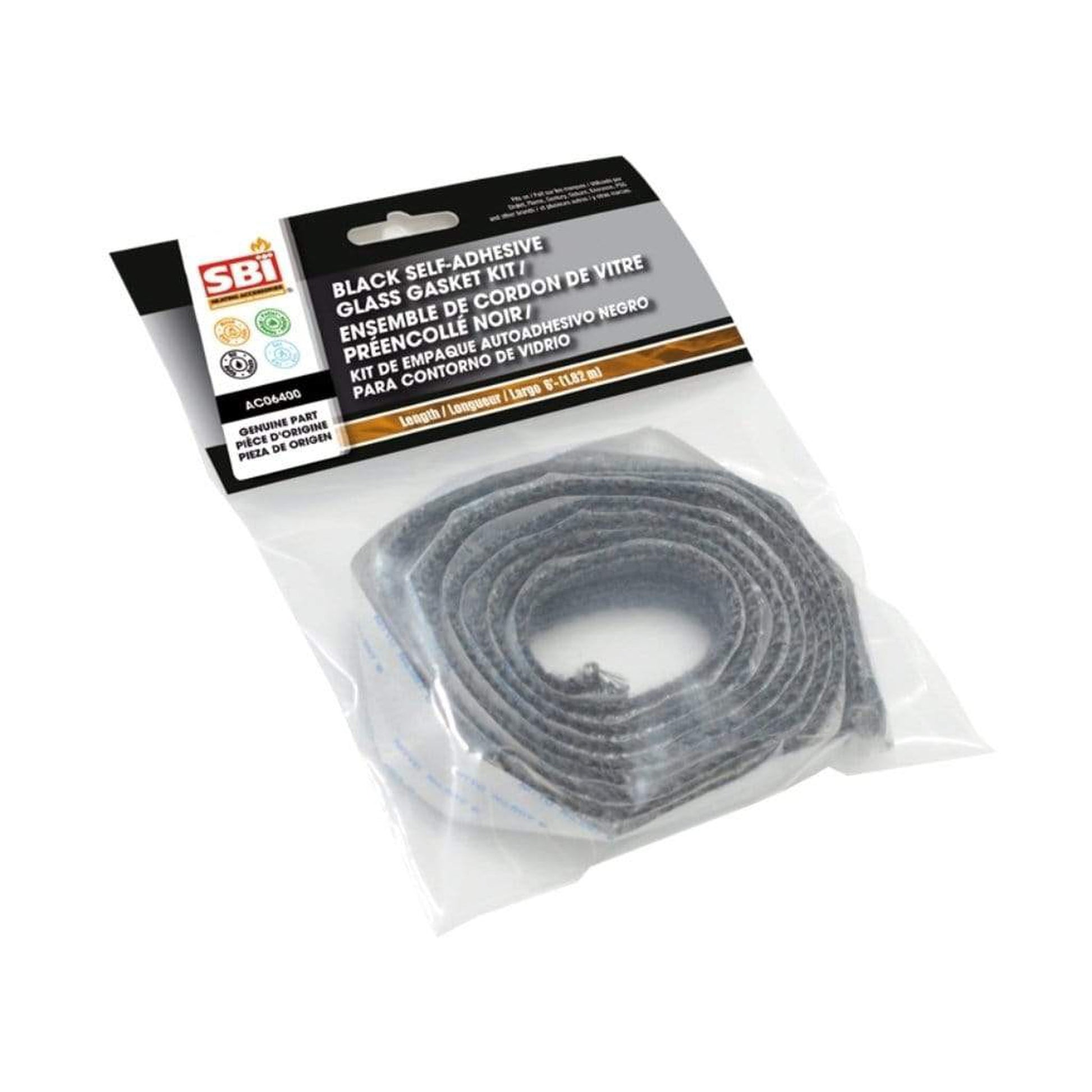 Valcourt 3/4" x 6' Flat Black Self-Adhesive Glass Gasket