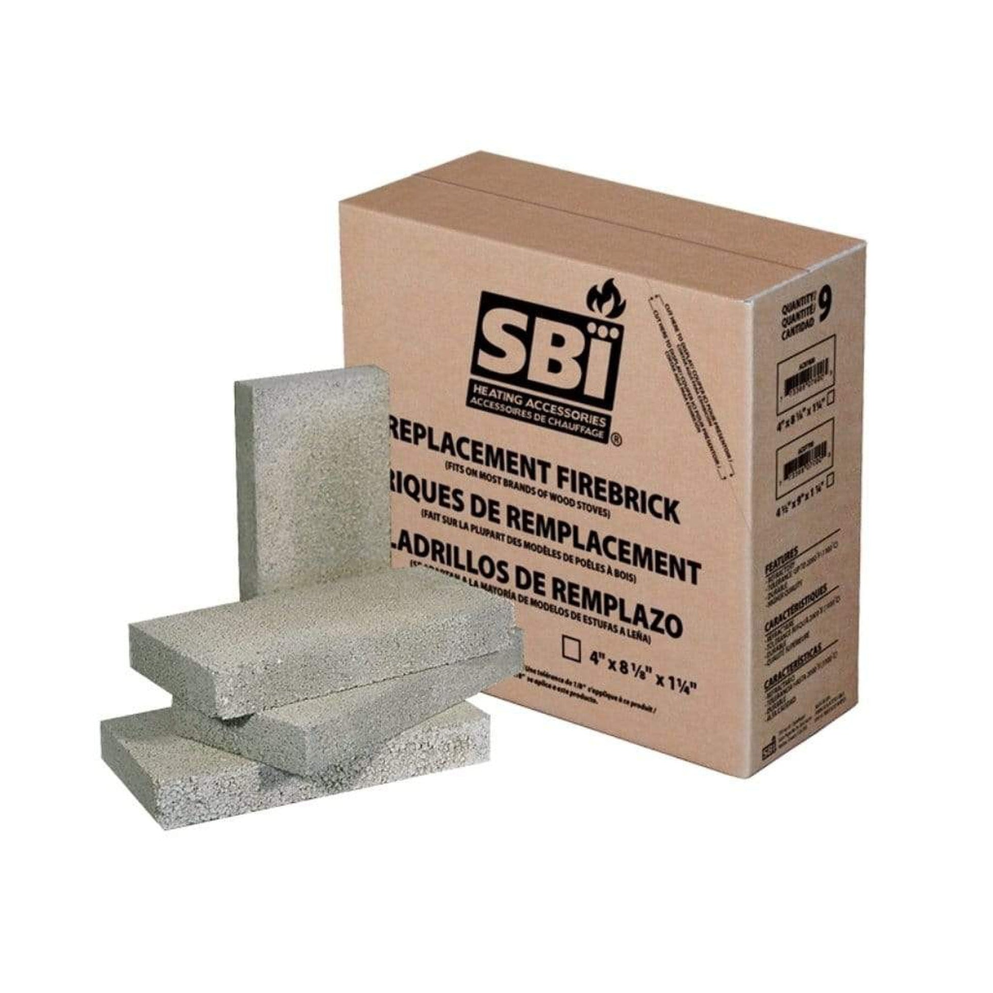 Valcourt 4-1/2" x 9" x 1-1/4" Refractory Brick (9 Units)