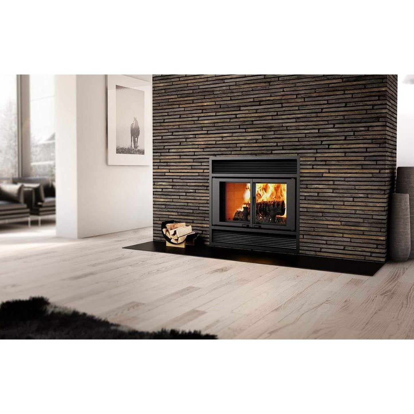 Valcourt Black Traditional Faceplate for Manoir Wood Burning Fireplace