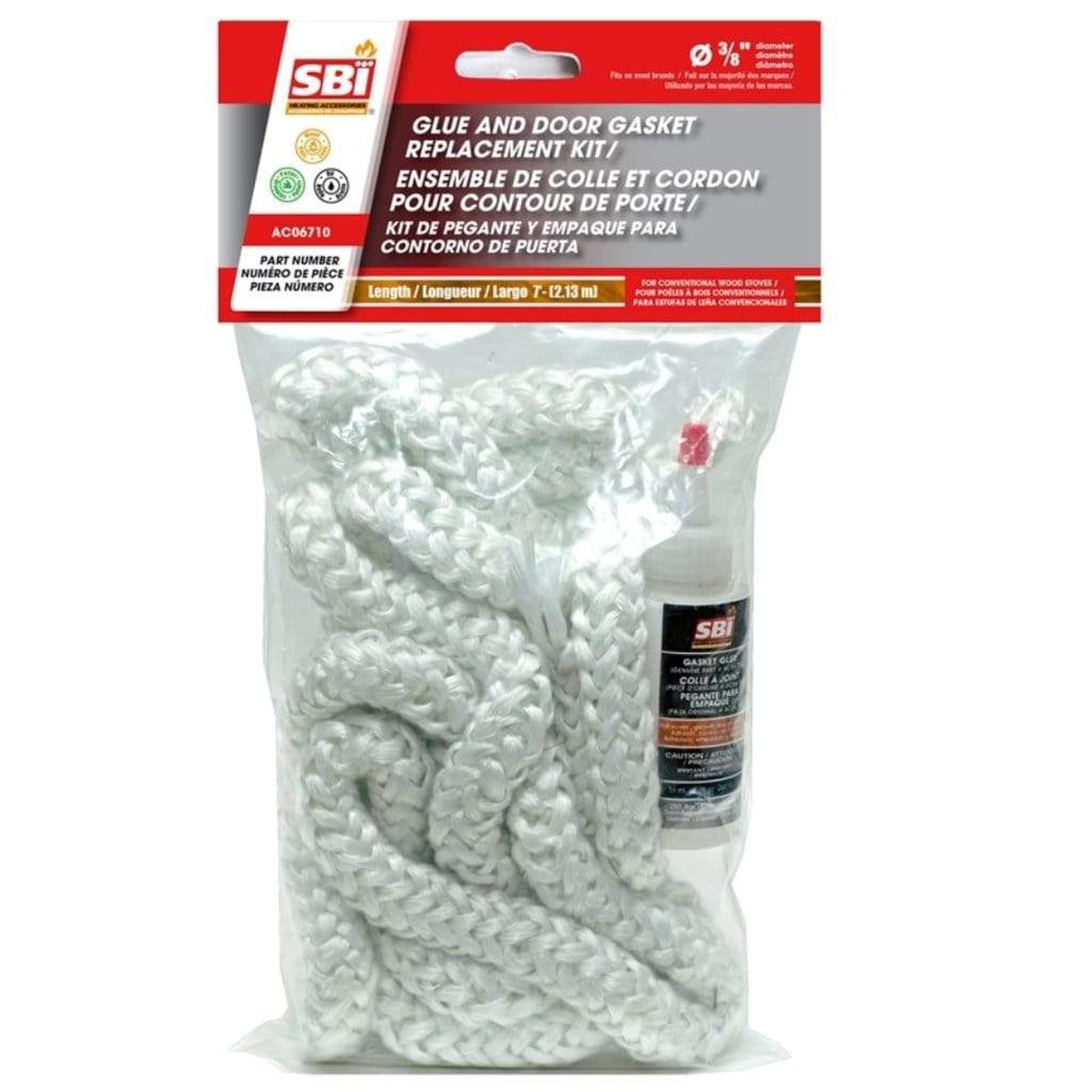 Valcourt Glue and 3/8" x 7' White Door Gasket Kit