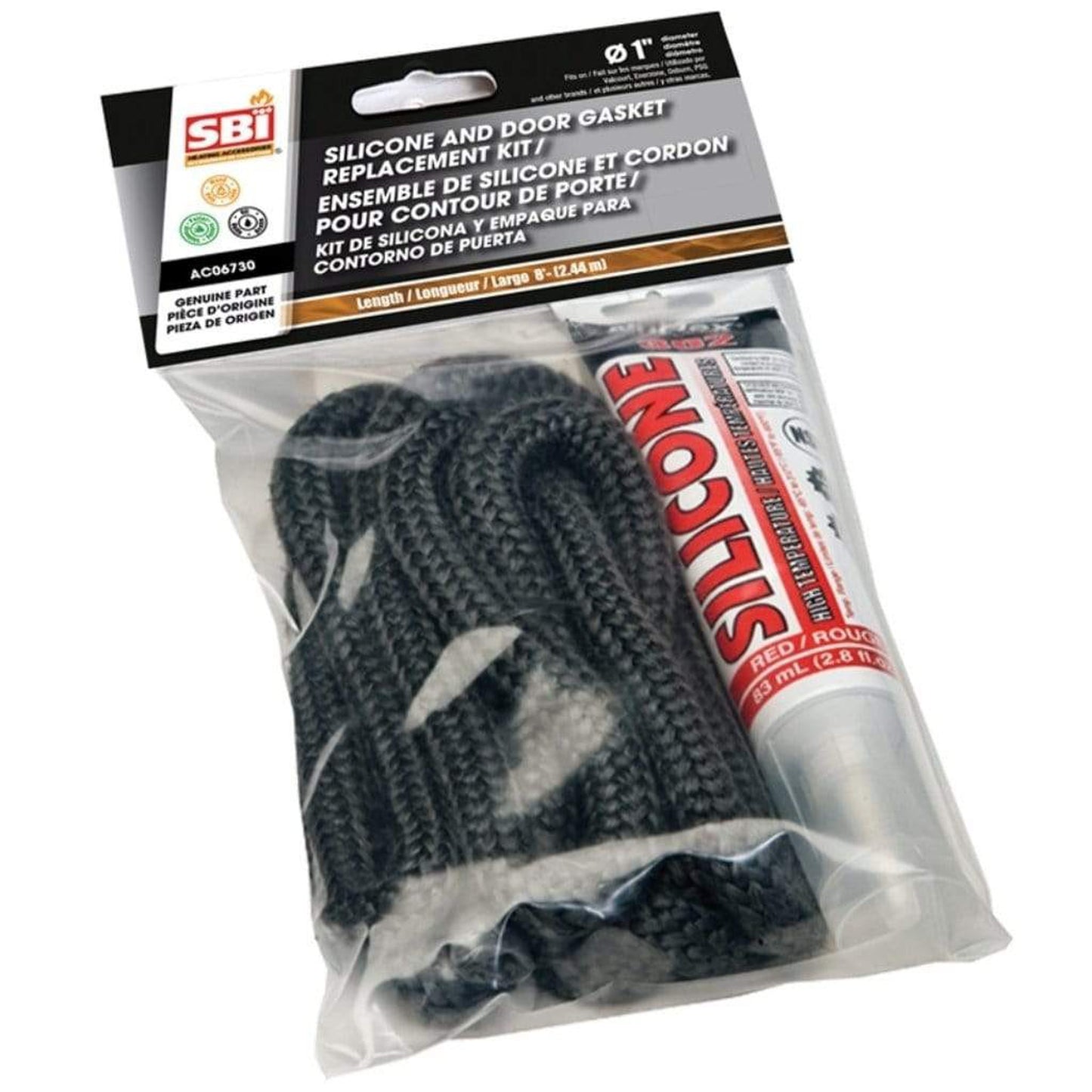 Valcourt Silicone and 1" x 8' Black Door Gasket Kit