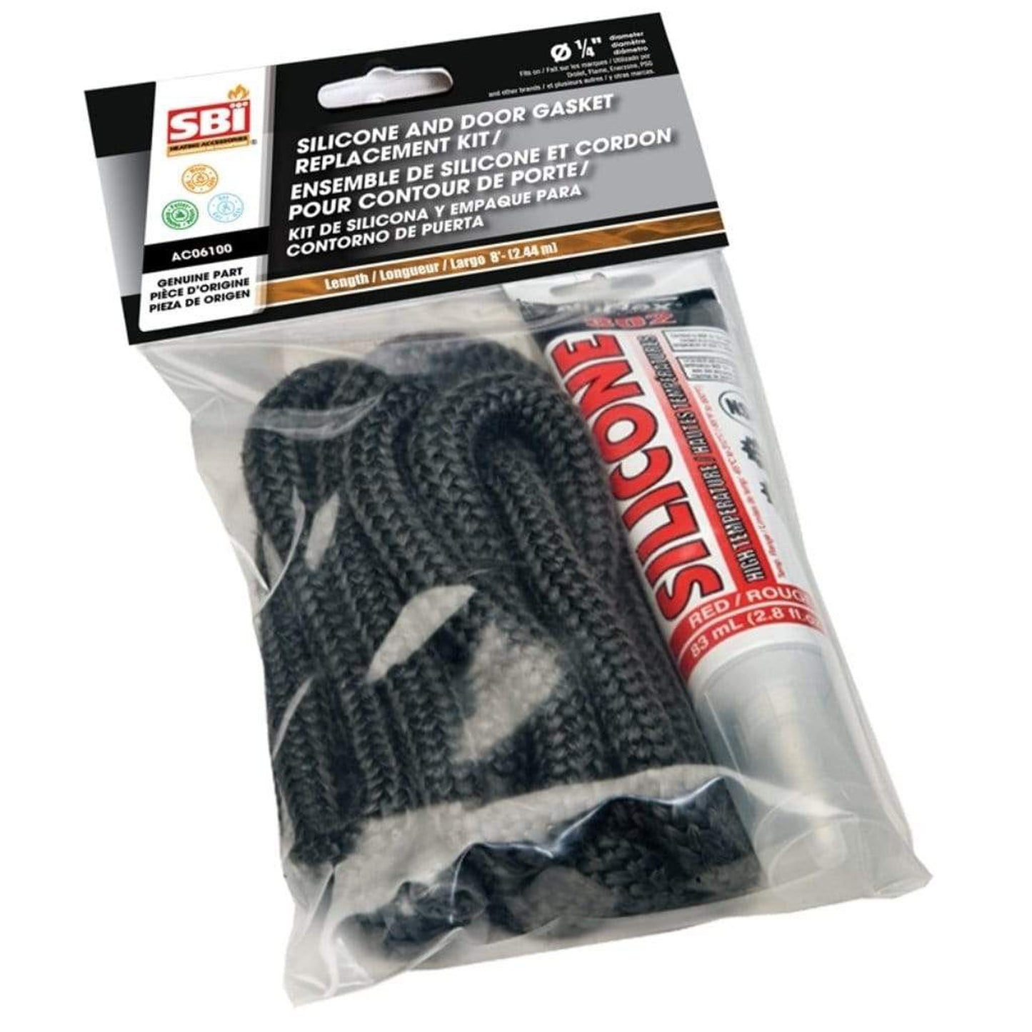 Valcourt Silicone and 1/4" x 1/2" x 8' Black Door Gasket Kit