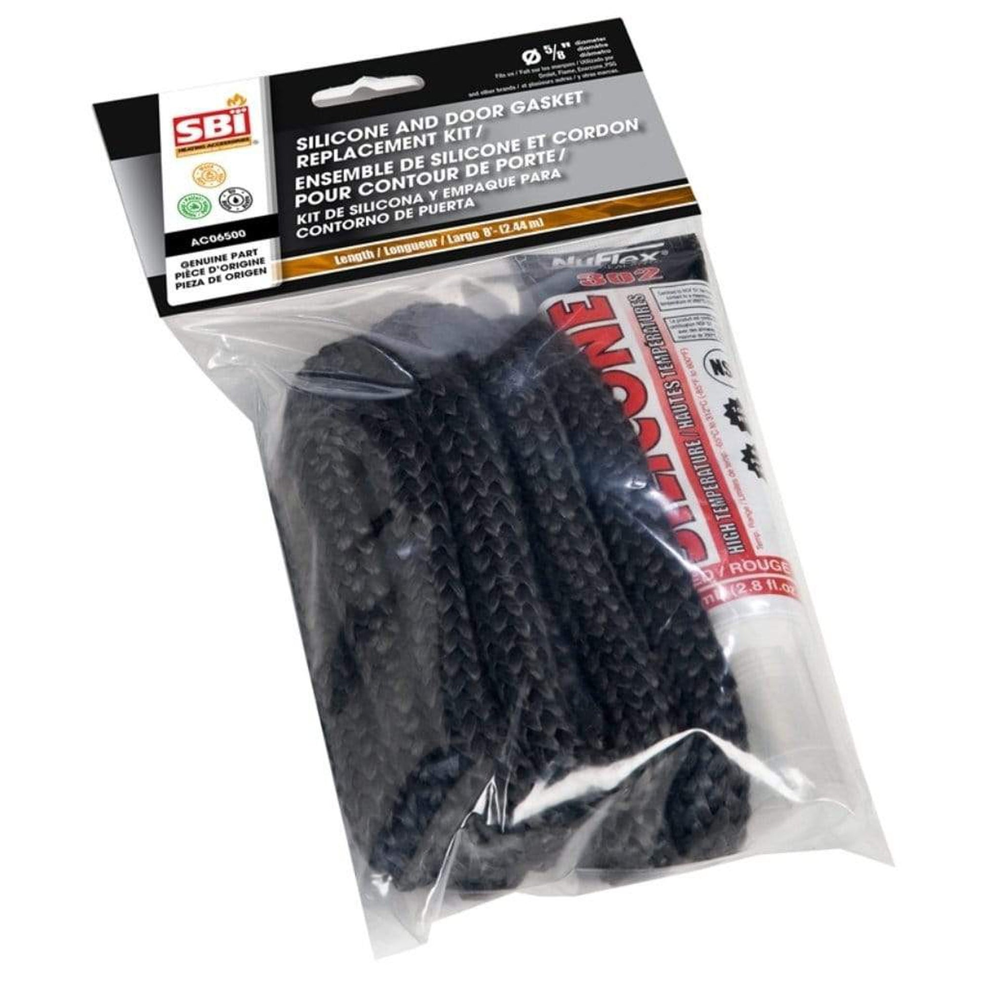 Valcourt Silicone and 5/8" x 8' Black Door Gasket Kit