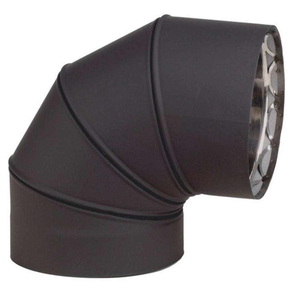 Ventis 6" 30/45/90-Degree Fixed Elbow (Double-Wall Black Stove Pipe)
