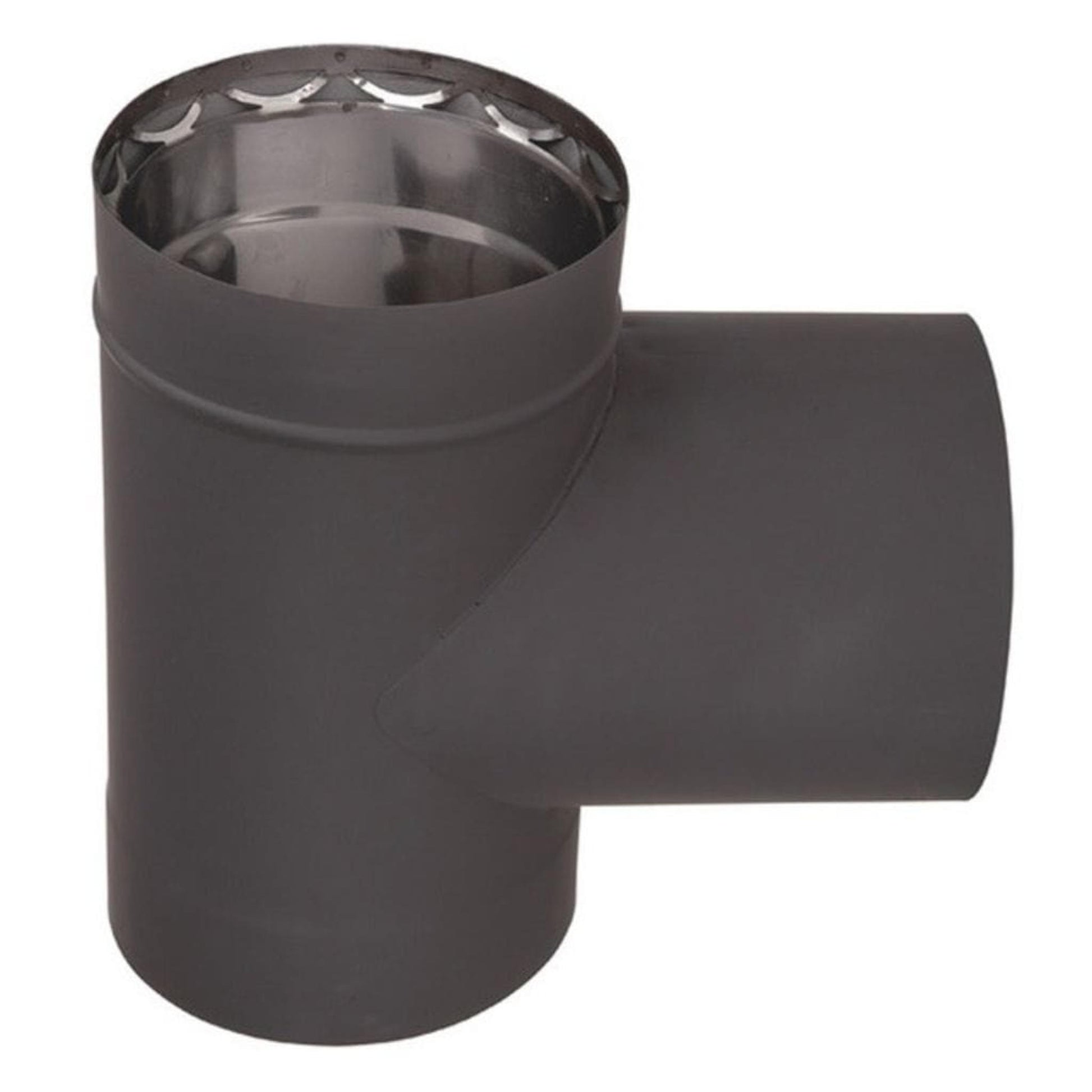 Ventis 6" Black Tee with Cap (Double-Wall Black Stove Pipe)
