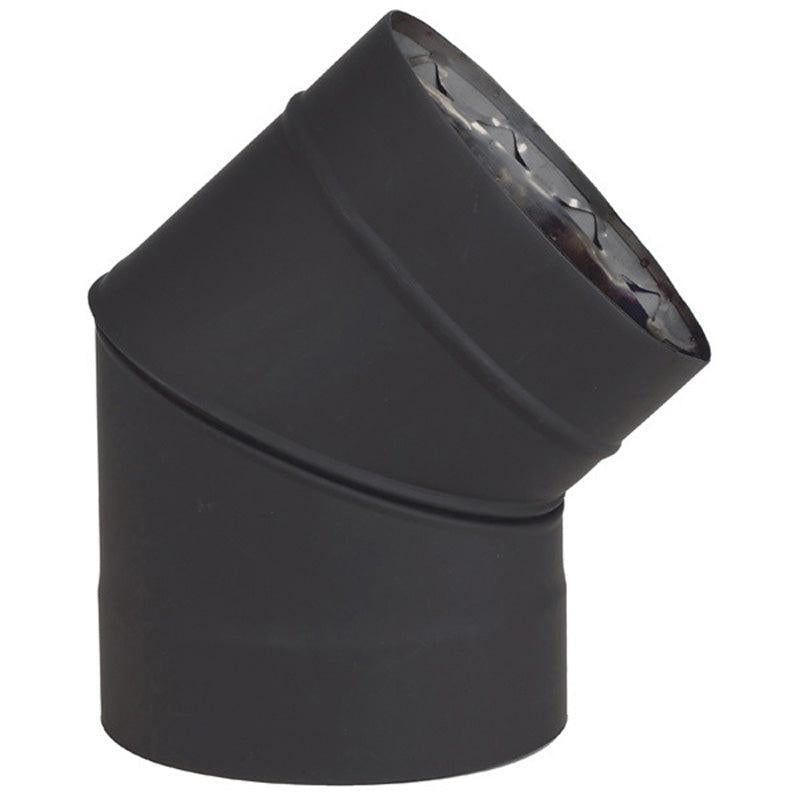 Ventis Double-Wall 8" Black 45-Degree Fixed Elbow, 430 Inner/Satin Coat Steel Outer (VDB0845F)
