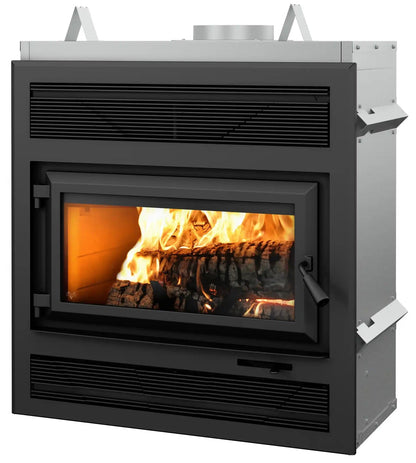 Ventis HE250R 37" Large Size Black High-Efficiency Direct Vent Wood Burning Fireplace, EPA2020 Certified