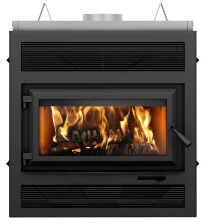 Ventis HE250R 37" Large Size Black High-Efficiency Direct Vent Wood Burning Fireplace, EPA2020 Certified