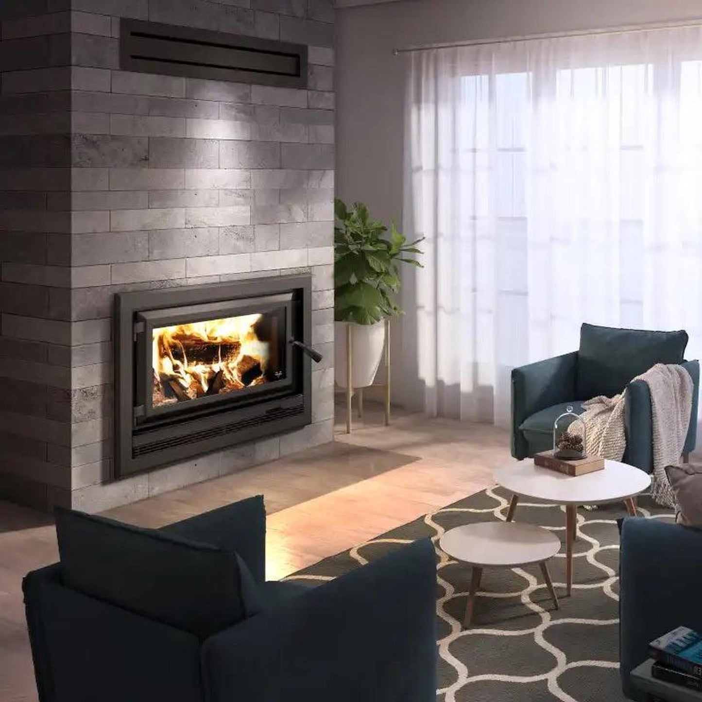 Ventis HE275CF 37" Black High-Efficiency Direct Vent Large Wood Burning Fireplace, EPA2020 Certified