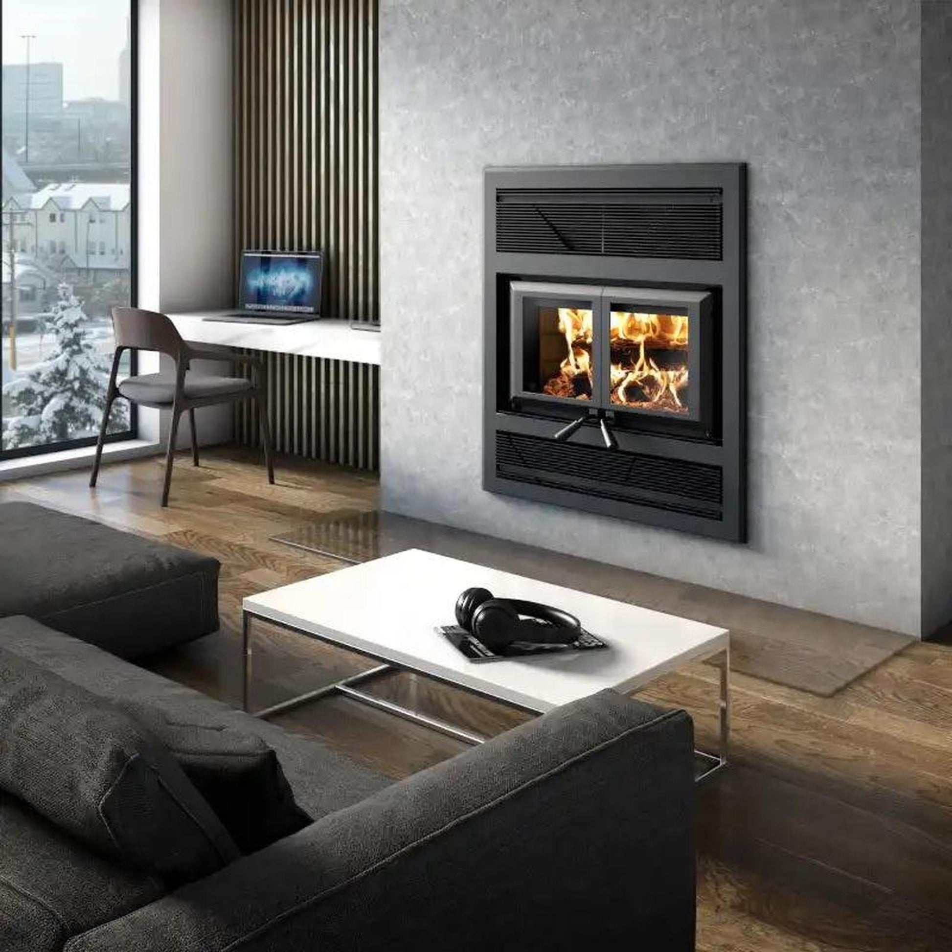 Ventis HE325 42" Black High-Efficiency Direct Vent Large Wood Burning Fireplace, EPA2020 Certified