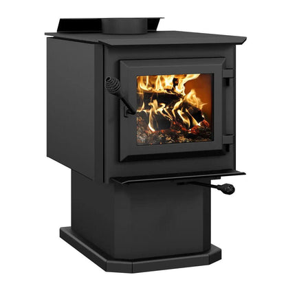 Ventis HES140 20" Small Size Black Direct Vent Wood Burning Stove With Pedestal, EPA2020 Certified