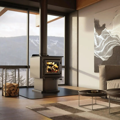 Ventis HES140 N 20" Black Wood Burning Small Stove With Pedestal, EPA2020 Certified