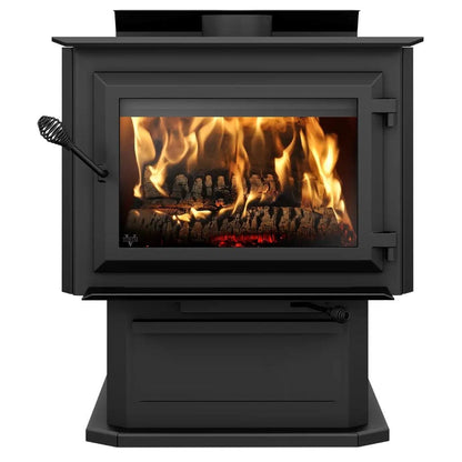 Ventis HES350 29" Extra Large Size Black Direct Vent Wood Burning Stove With Pedestal, EPA2020 Certified