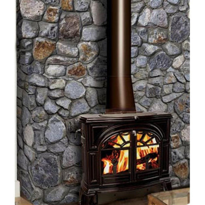 Vermont Castings Defiant 32" Majolica Brown Wood Burning Stove With Traditional Doors