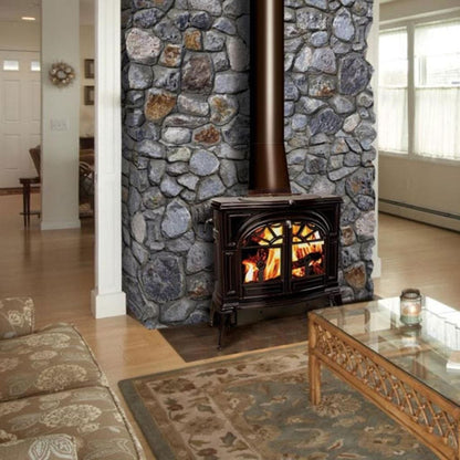 Vermont Castings Defiant 32" Majolica Brown Wood Burning Stove With Traditional Doors