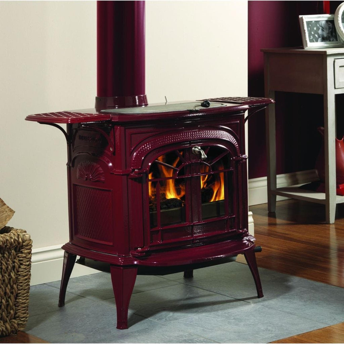 Vermont Castings Intrepid FlexBurn 22" Bordeaux Wood Burning Stove With Traditional Doors