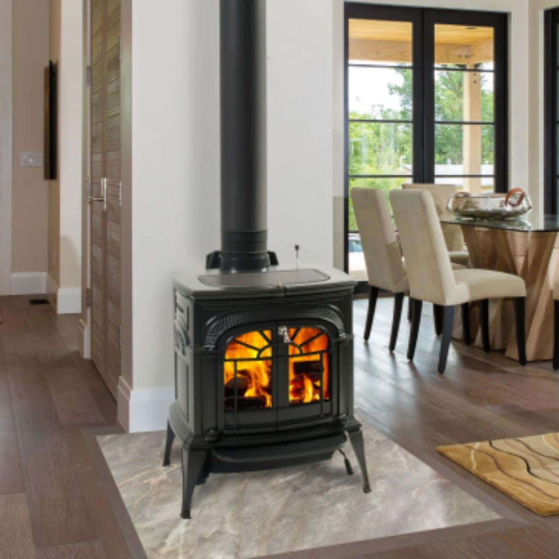 Vermont Castings Intrepid FlexBurn 22" Classic Black Wood Burning Stove With Traditional Doors