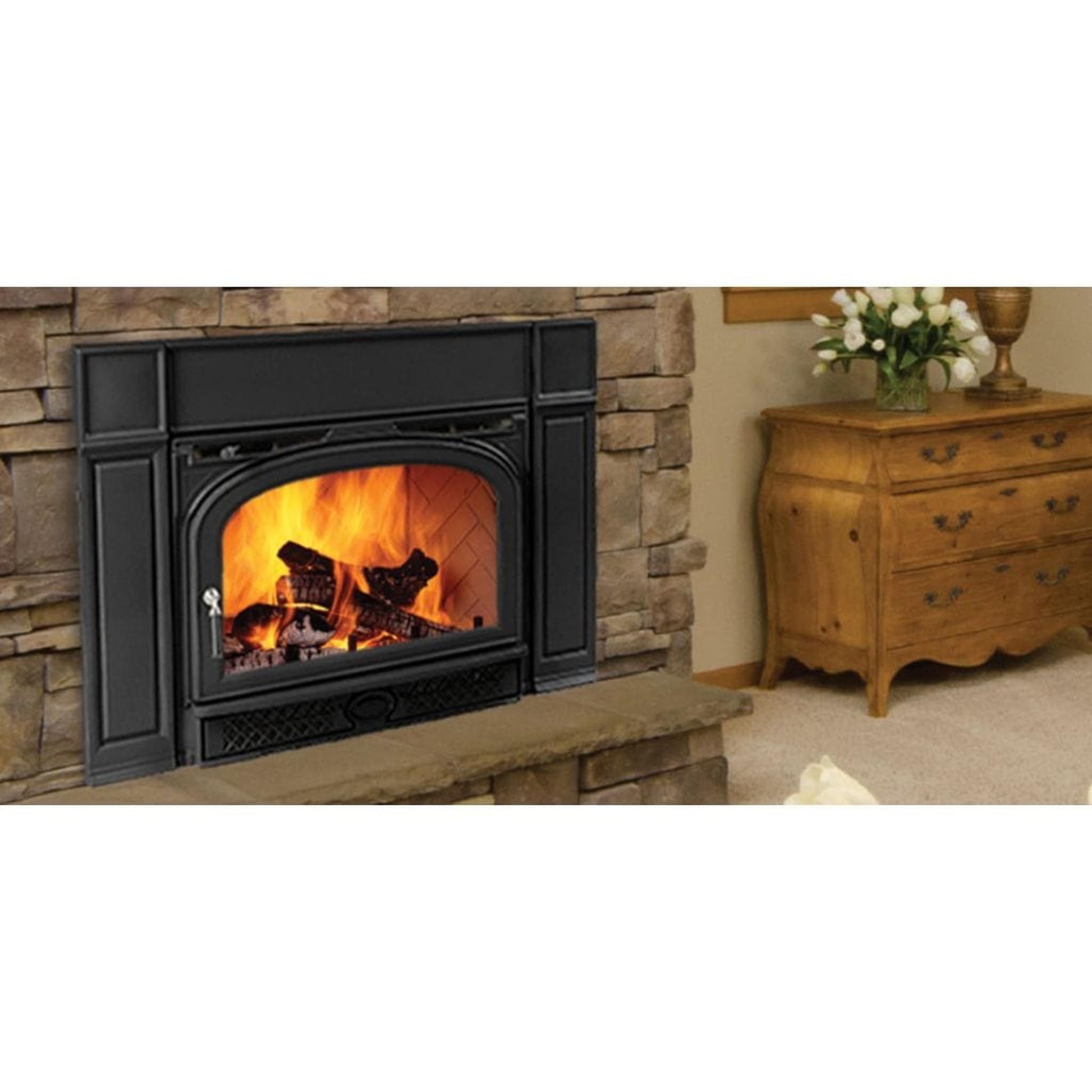 Vermont Castings Montpelier II 32" Majolica Brown Wood Burning Fireplace Insert