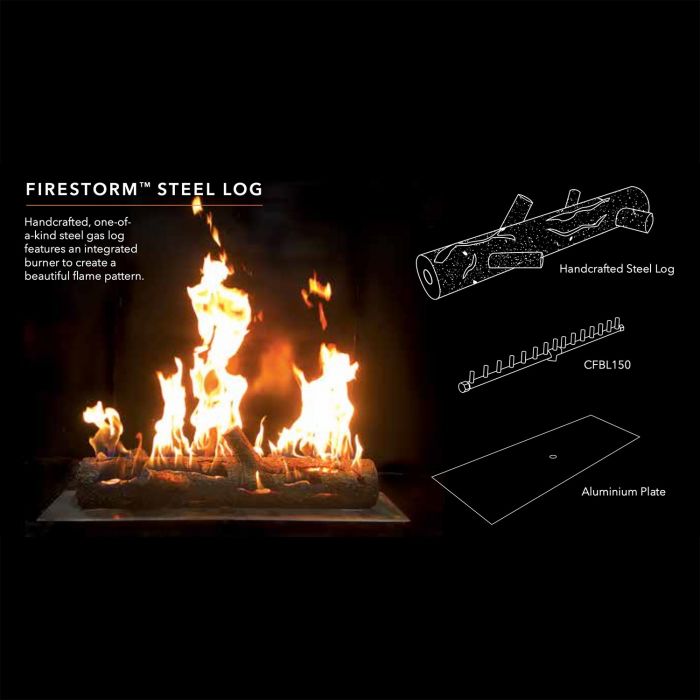 Warming Trends 32" Firestorm Steel Log With Natural Gas Crossfire Brass Burner