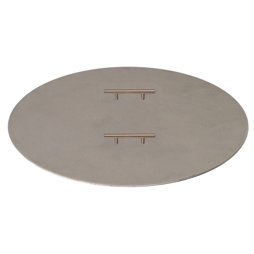 Warming Trends 38" Circular Brushed Aluminum Fire Pit Cover With 2 Handles for 36" Opening