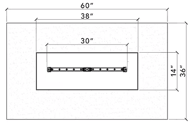 Warming Trends 60" Rectangular Ready-To-Finish Kit With UL150 Linear Crossfire Brass Burner