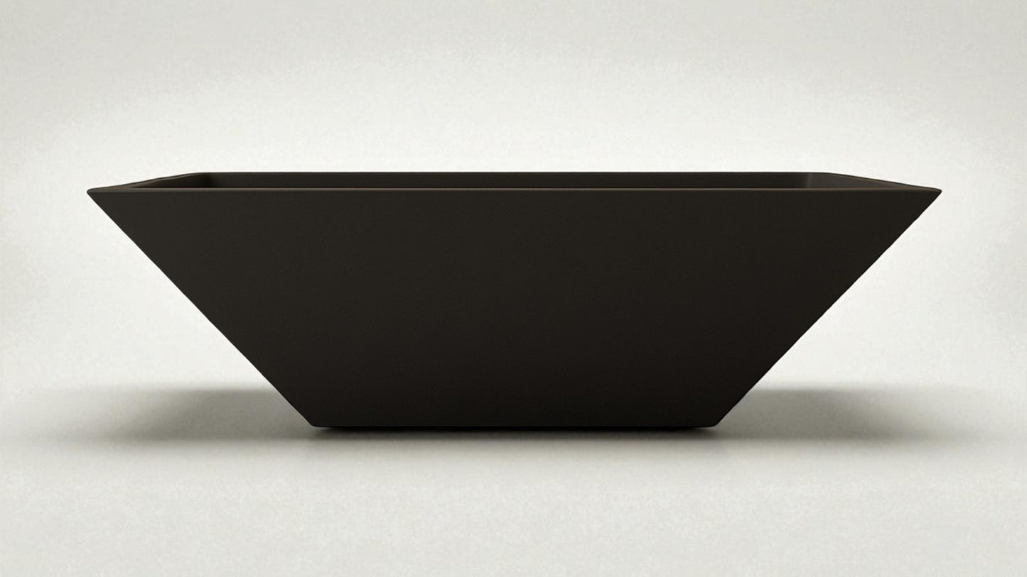 Warming Trends AON 24" Black Finish Glass Fiber Reinforced Concrete Square Ember Small Wok With U100 Crossfire Brass Burner and 19" Square Plate