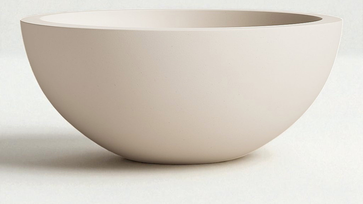Warming Trends AON 32" White Finsih Glass Fiber Reinforced Concrete Aura Medium Bowl With U100 Crossfire Brass Burner and 27" Circular Plate